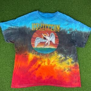 Vintage Y2K Led Zepplin Tie Dye US Tour 1975 Graphic T Sz XL